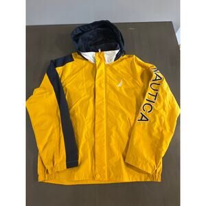 Vintage Nautica Men’s Yellow/Navy/Whote Windbreaker Sailing Jacket Size Large